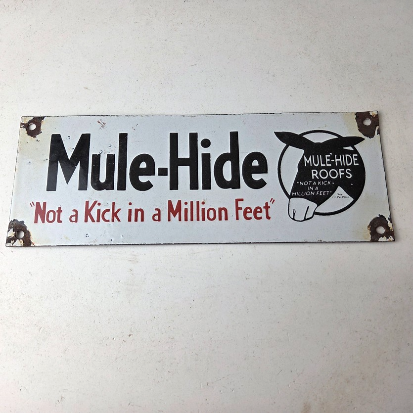 Vintage Mule Hide Roof Porcelain Sign - Auto Gas Service Garage Shop Sign - Image 15