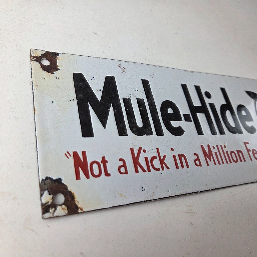 Vintage Mule Hide Roof Porcelain Sign - Auto Gas Service Garage Shop Sign - Image 5