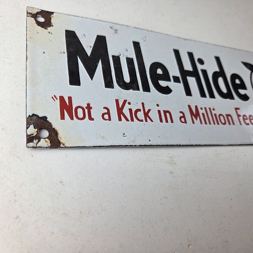 Vintage Mule Hide Roof Porcelain Sign - Auto Gas Service Garage Shop Sign - Image 6