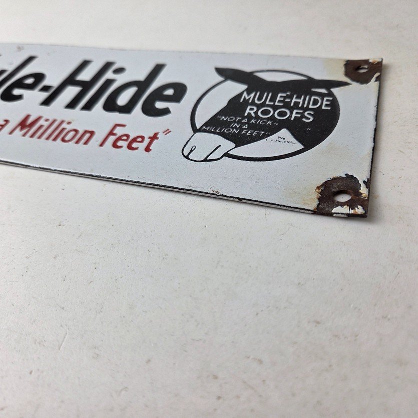 Vintage Mule Hide Roof Porcelain Sign - Auto Gas Service Garage Shop Sign - Image 10