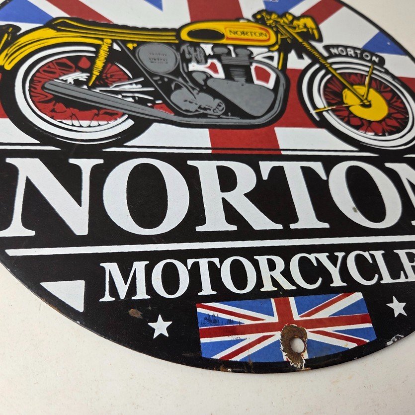 Vintage Norton Motorcycles Sign - Porcelain Automobiles Mechanic Gas Pump Sign - Image 11