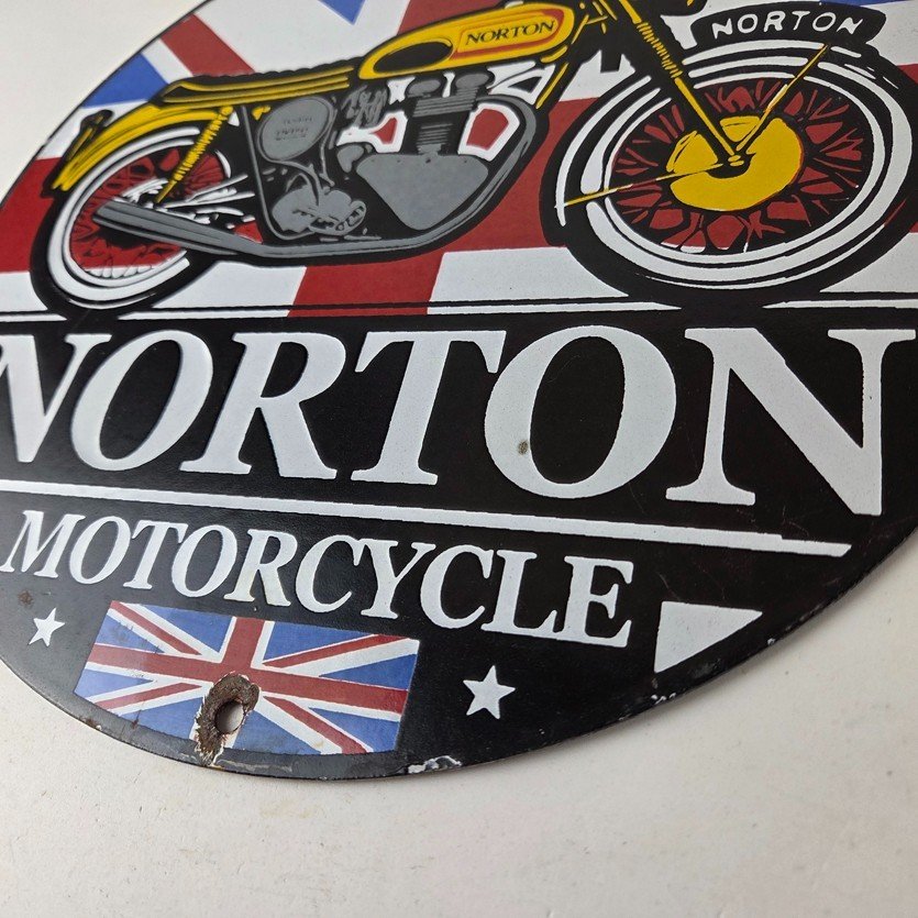 Vintage Norton Motorcycles Sign - Porcelain Automobiles Mechanic Gas Pump Sign - Image 14