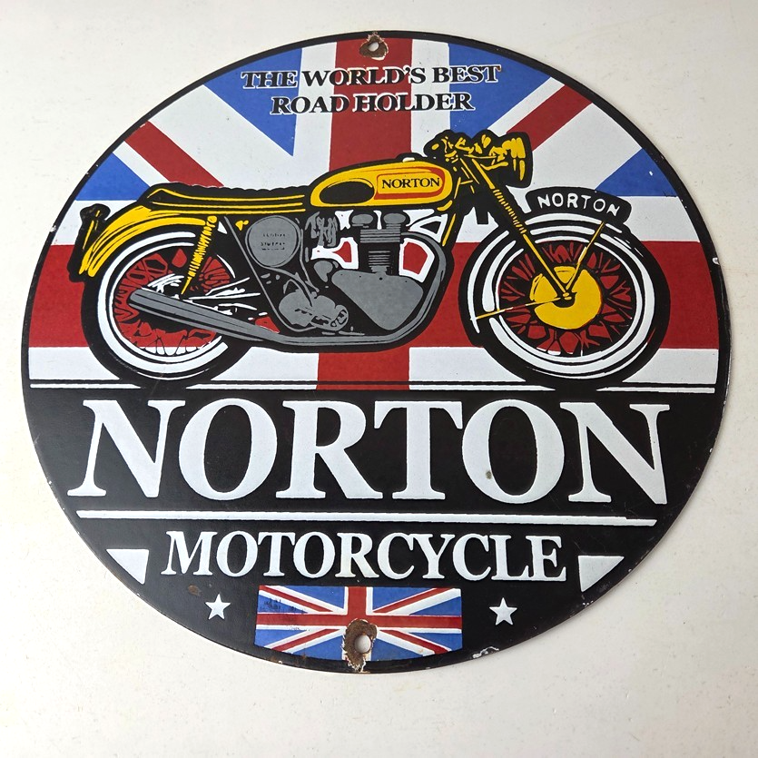 Vintage Norton Motorcycles Sign - Porcelain Automobiles Mechanic Gas Pump Sign - Image 15