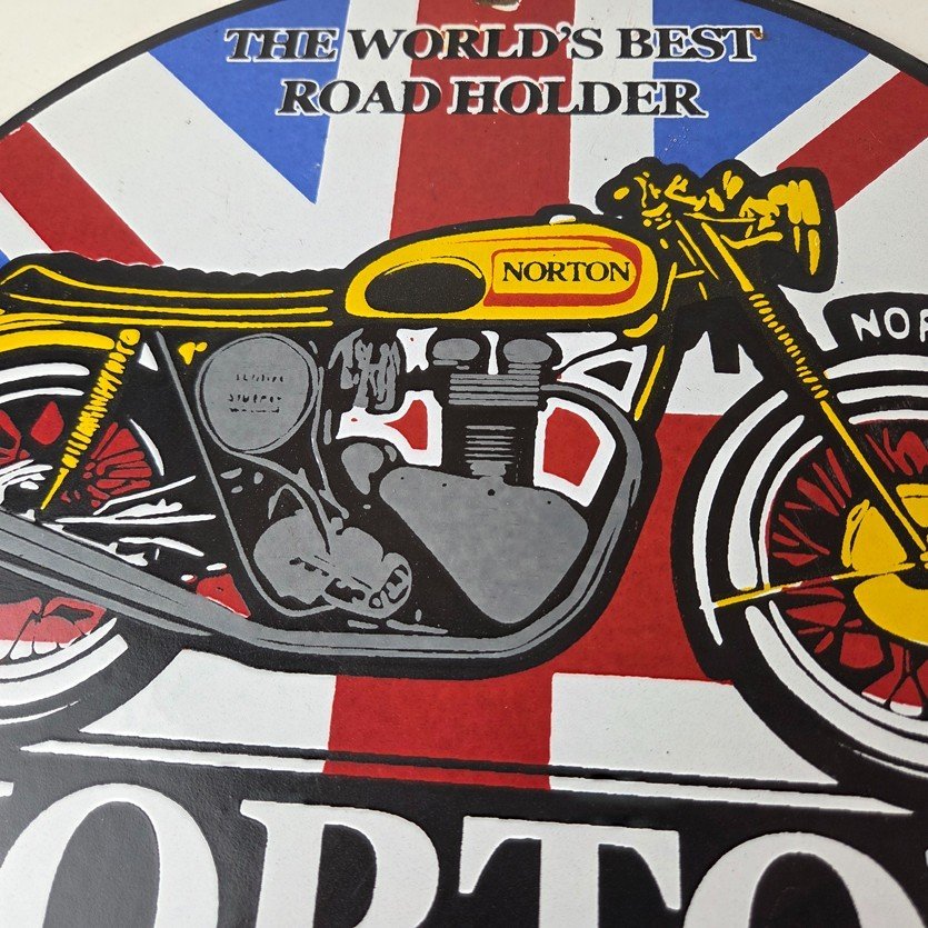 Vintage Norton Motorcycles Sign - Porcelain Automobiles Mechanic Gas Pump Sign - Image 3