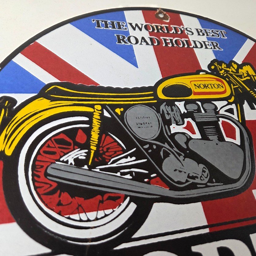 Vintage Norton Motorcycles Sign - Porcelain Automobiles Mechanic Gas Pump Sign - Image 5