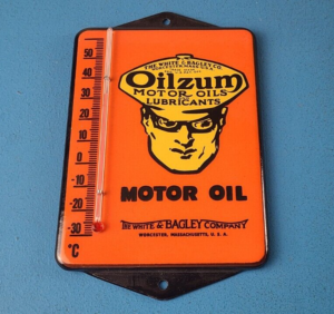 Vintage Oilzum Motor Oil Porcelain Sign Gasoline Pump Ad Sign On Thermometer 305903853848