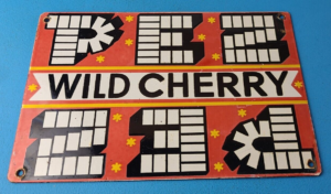 Vintage PEZ Wild Cherry Sign Porcelain Candy Dispenser Man Cave Pump Sign 305874276968