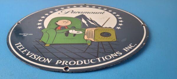 Vintage Paramount Television Sign TV Snoopy Porcelain Gas Sign 305868192378 10