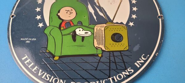 Vintage Paramount Television Sign TV Snoopy Porcelain Gas Sign 305868192378 11