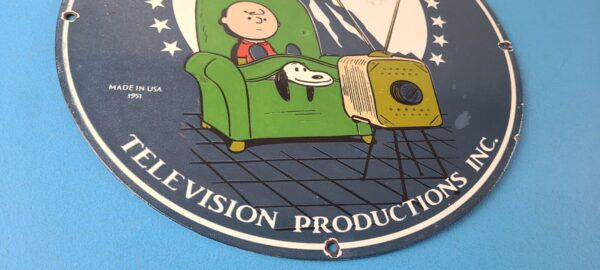 Vintage Paramount Television Sign TV Snoopy Porcelain Gas Sign 305868192378 6