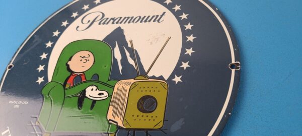 Vintage Paramount Television Sign TV Snoopy Porcelain Gas Sign 305868192378 8