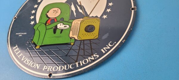 Vintage Paramount Television Sign TV Snoopy Porcelain Gas Sign 305868192378 9