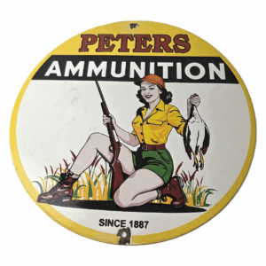 Vintage Peters Ammunition Sign - Firearm Rifles Shotguns Gas Pump Porcelain Sign
