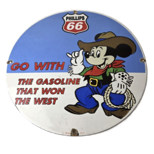 Vintage Phillips 66 Gasoline Sign - Mickey Mouse Gas Pump Station Porcelain Sign