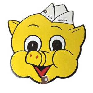 Vintage Piggly Wiggly Sign - Service Grocery Store Gas Pump Porcelain Sign