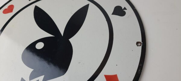 Vintage Playboy Sign Bunny Rabbit Poker Dealer Sign Gas Pump Porcelain Sign 305526474068 8