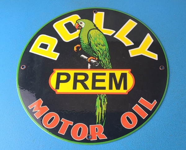 Vintage Polly Motor Oil Sign Porcelain Premium Gasoline Pump Plate Sign 305743418798