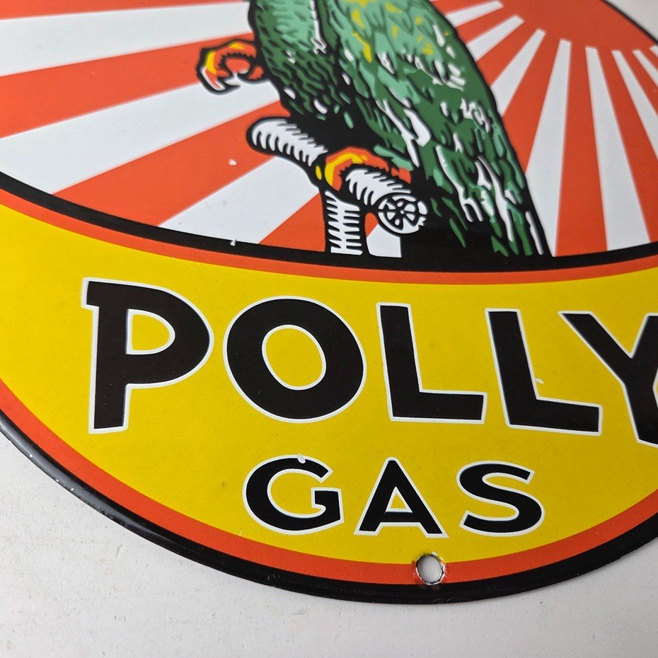Vintage Polly Motor Oil Sign - Porcelain Premium Gasoline Pump Sign - Image 11