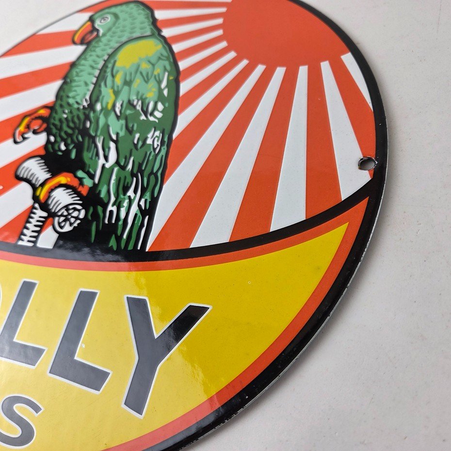 Vintage Polly Motor Oil Sign - Porcelain Premium Gasoline Pump Sign - Image 13