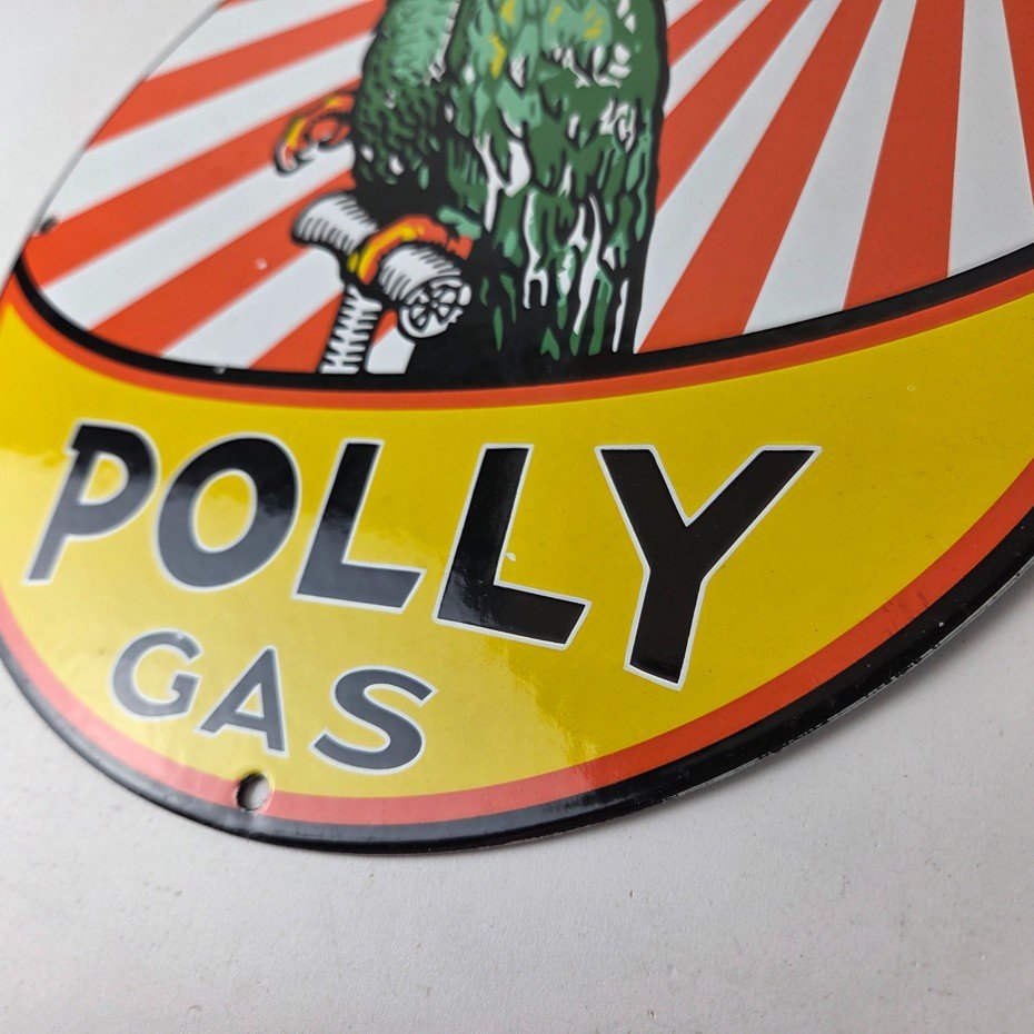 Vintage Polly Motor Oil Sign - Porcelain Premium Gasoline Pump Sign - Image 14