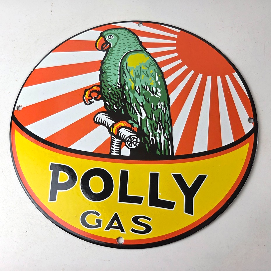 Vintage Polly Motor Oil Sign - Porcelain Premium Gasoline Pump Sign - Image 15