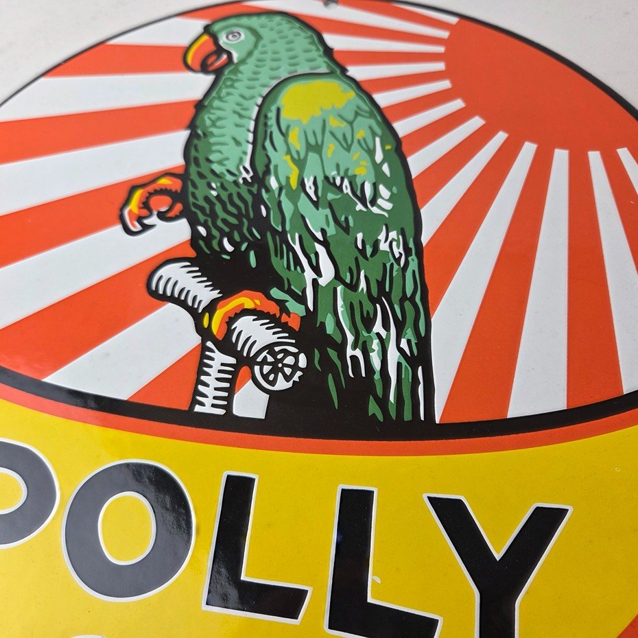 Vintage Polly Motor Oil Sign - Porcelain Premium Gasoline Pump Sign - Image 4