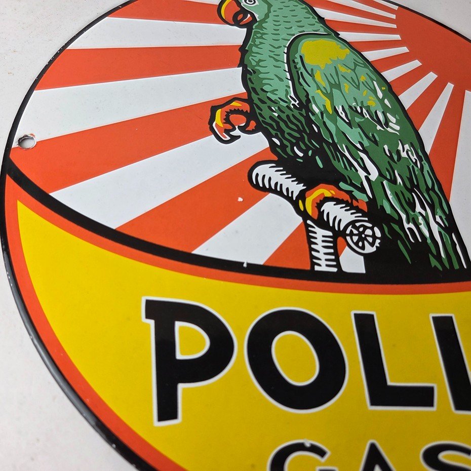 Vintage Polly Motor Oil Sign - Porcelain Premium Gasoline Pump Sign - Image 6