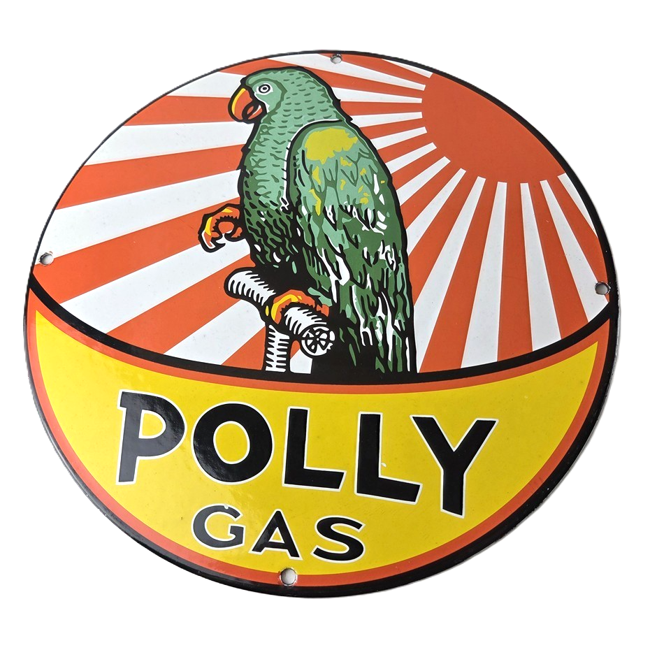 Vintage Polly Motor Oil Sign - Porcelain Premium Gasoline Pump Sign