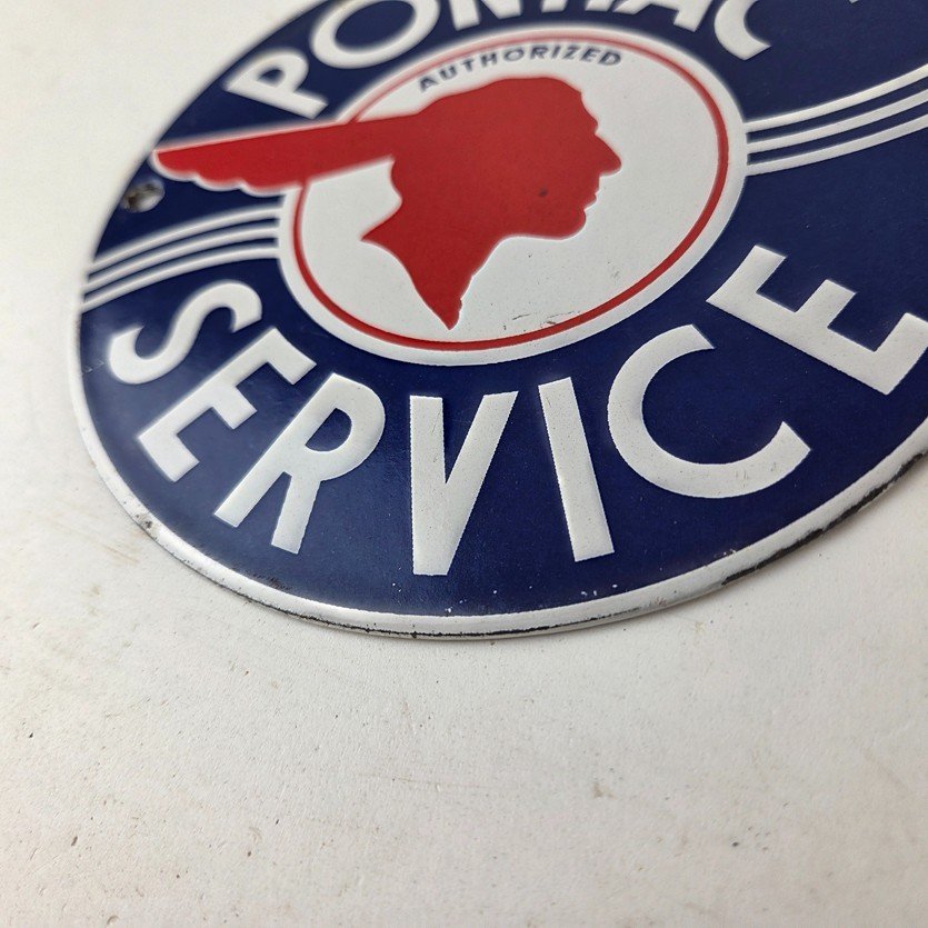 Vintage Pontiac Automobiles Sign - Automobilia Porcelain Gas Pump Sign - Image 14