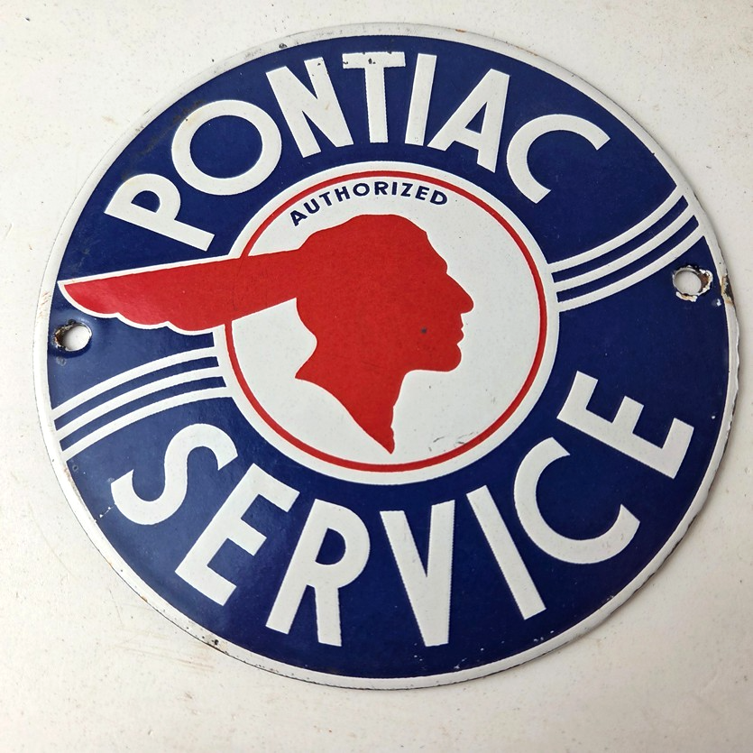 Vintage Pontiac Automobiles Sign - Automobilia Porcelain Gas Pump Sign - Image 15