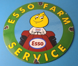 Vintage Porcelain Sign Esso Tractor Farming Sale Gas Service Station Barn Sign 305870216168