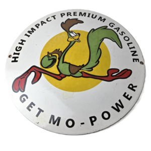 Vintage Premium Gasoline Sign - Mopar Road Runner Racing Auto Gas Porcelain Sign