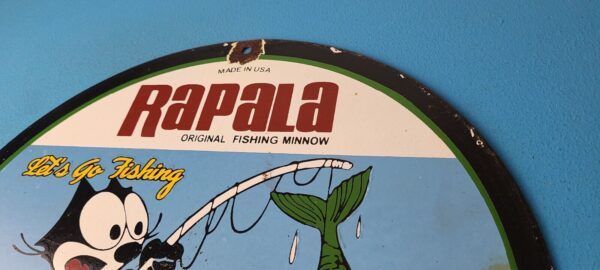 Vintage Rapala Fishing Lures Ad Sign Felix the Cat Porcelain Gas Pump Sign 305779291168 7