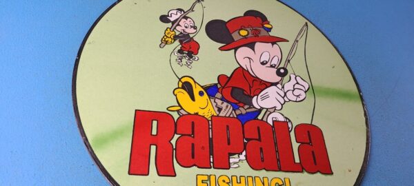 Vintage Rapala Fishing Sign Mickey Mouse Sign Tackle Lures Gas Oil Pump Sign 305375827948 5