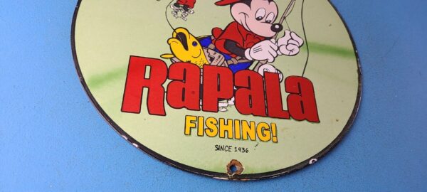 Vintage Rapala Fishing Sign Mickey Mouse Sign Tackle Lures Gas Oil Pump Sign 305375827948 6