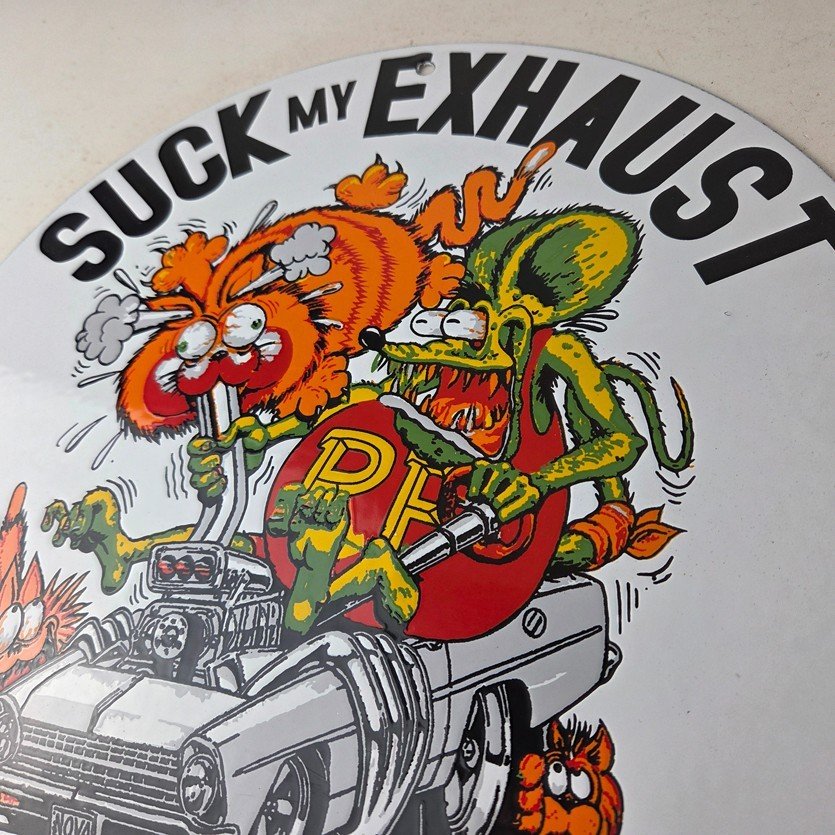 Vintage Rat Fink Porcelain Sign - Ed Big Daddy Roth Hot Rod Pump Plate Wall Sign - Image 12