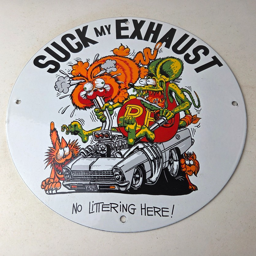 Vintage Rat Fink Porcelain Sign - Ed Big Daddy Roth Hot Rod Pump Plate Wall Sign - Image 15