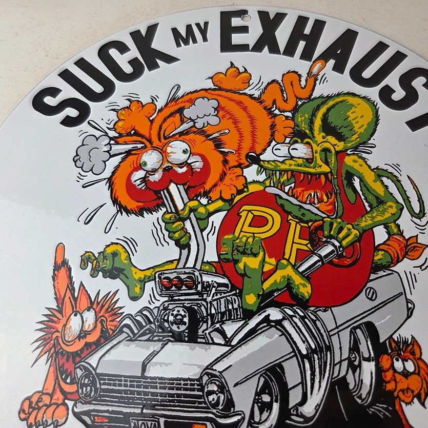 Vintage Rat Fink Porcelain Sign - Ed Big Daddy Roth Hot Rod Pump Plate Wall Sign - Image 3