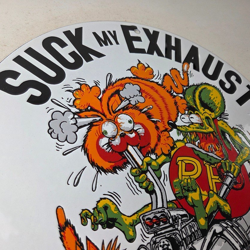 Vintage Rat Fink Porcelain Sign - Ed Big Daddy Roth Hot Rod Pump Plate Wall Sign - Image 5