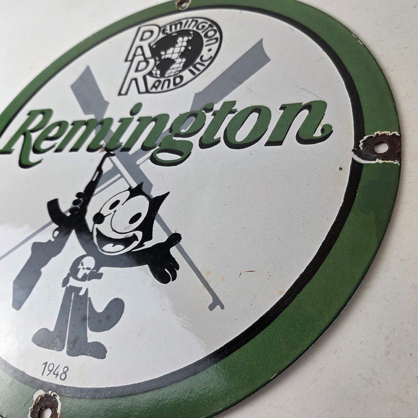 Vintage Remington Firearms Sign - Felix the Cat Gas Pump Porcelain Dealer Sign - Image 13