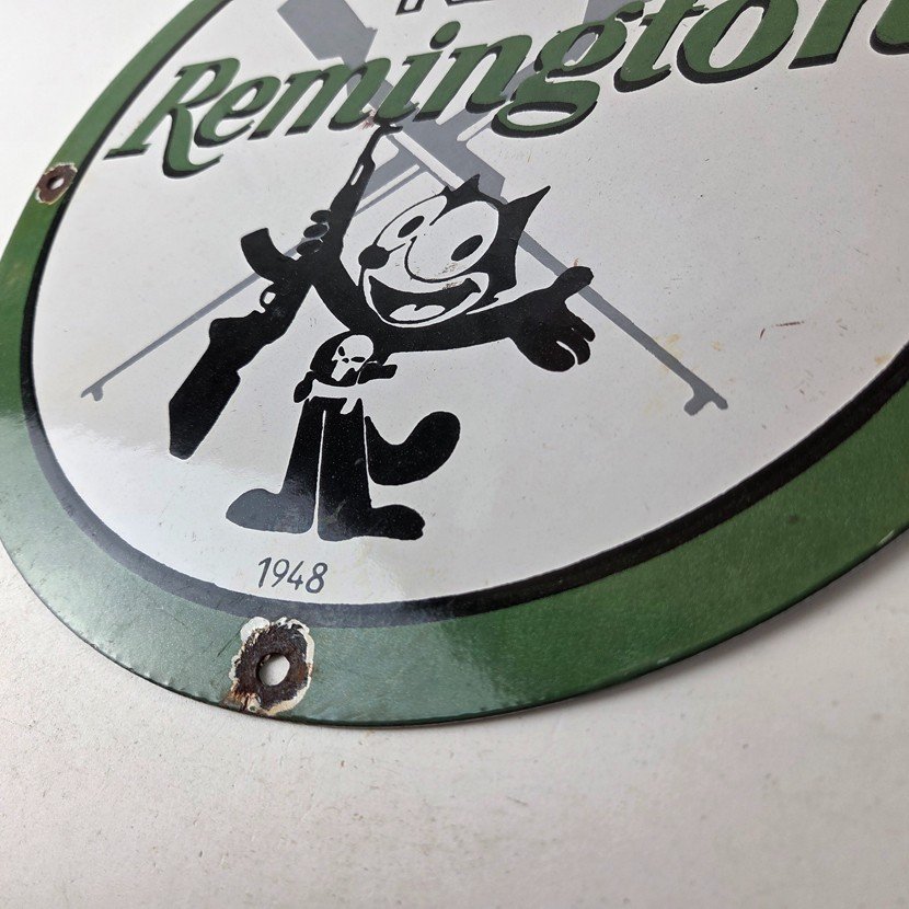 Vintage Remington Firearms Sign - Felix the Cat Gas Pump Porcelain Dealer Sign - Image 14