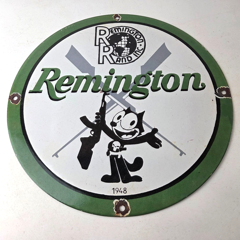 Vintage Remington Firearms Sign - Felix the Cat Gas Pump Porcelain Dealer Sign - Image 15