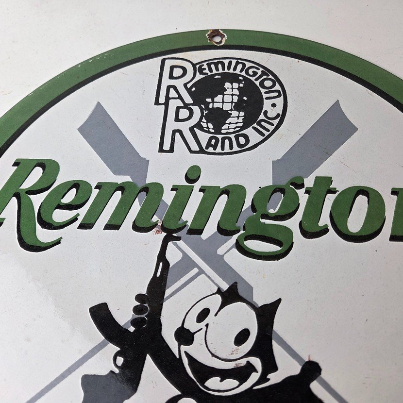 Vintage Remington Firearms Sign - Felix the Cat Gas Pump Porcelain Dealer Sign - Image 3