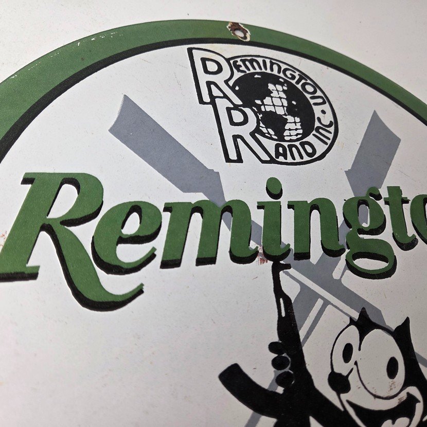 Vintage Remington Firearms Sign - Felix the Cat Gas Pump Porcelain Dealer Sign - Image 5