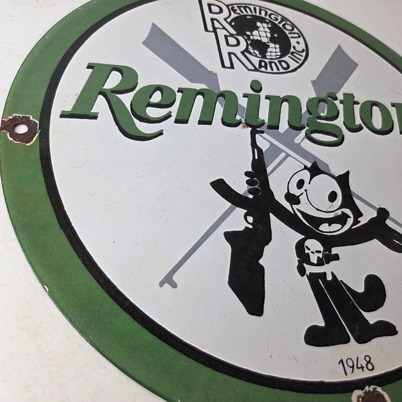Vintage Remington Firearms Sign - Felix the Cat Gas Pump Porcelain Dealer Sign - Image 6