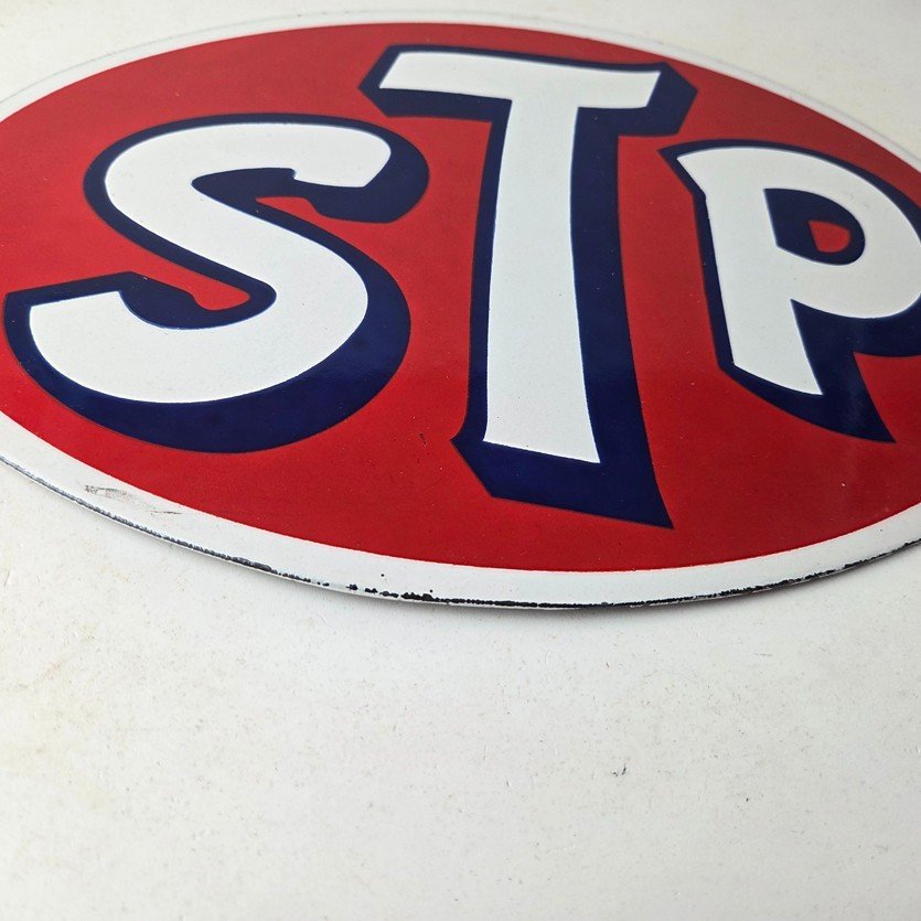 Vintage STP Porcelain Sign - Gas Pump Automotive Sign - Image 11