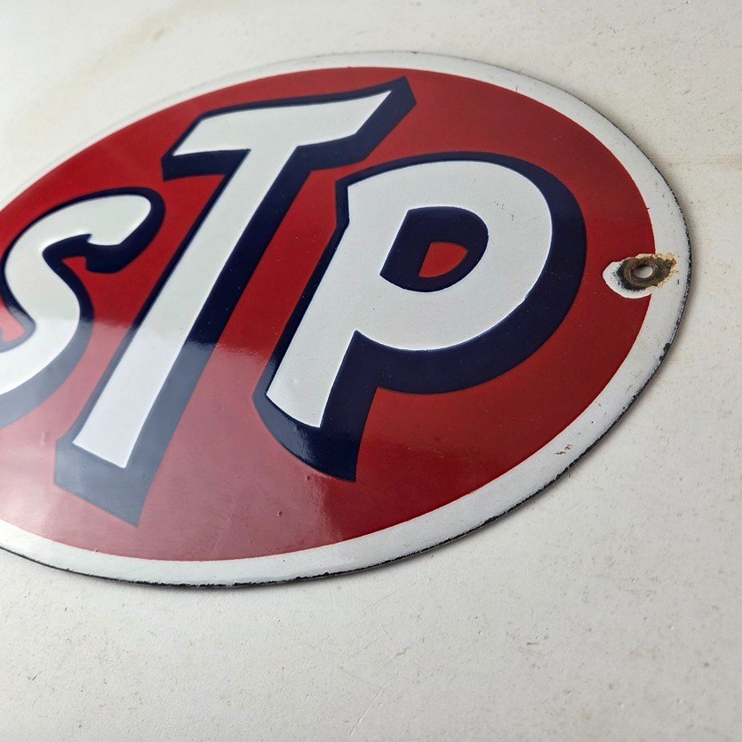 Vintage STP Porcelain Sign - Gas Pump Automotive Sign - Image 13