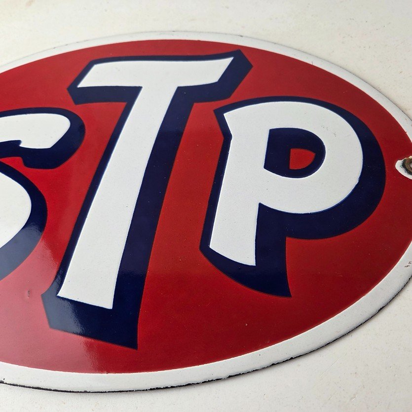 Vintage STP Porcelain Sign - Gas Pump Automotive Sign - Image 4