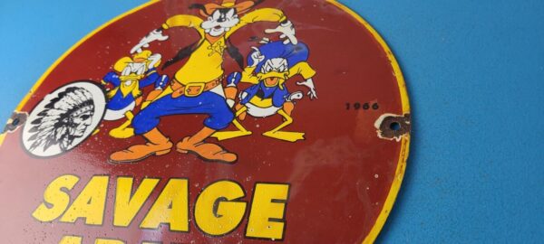 Vintage Savage Arms Sign Goofy Porcelain Service Gun Ammo Gas Oil Pump Sign 305703604688 8