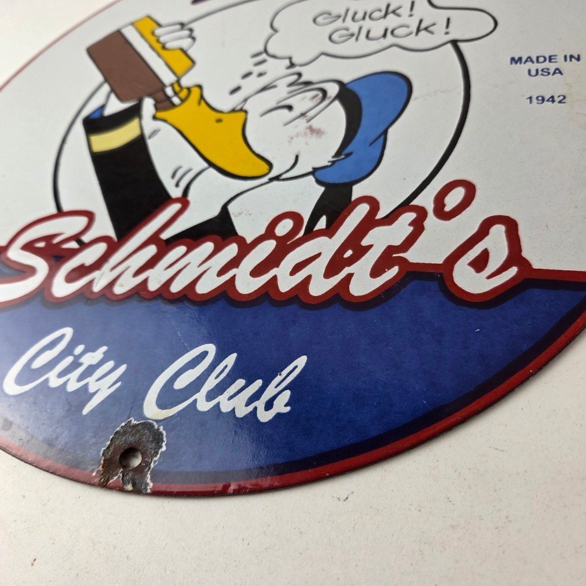 Vintage Schmidts Beer Sign - Disney Duck Beverage Piggly Gas Oil Pump Sign - Image 14
